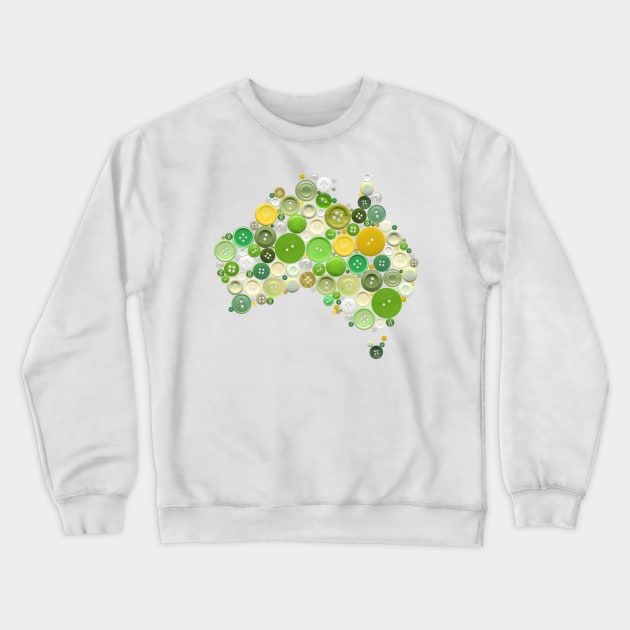 aussie buttons green and gold Crewneck Sweatshirt by creativemonsoon